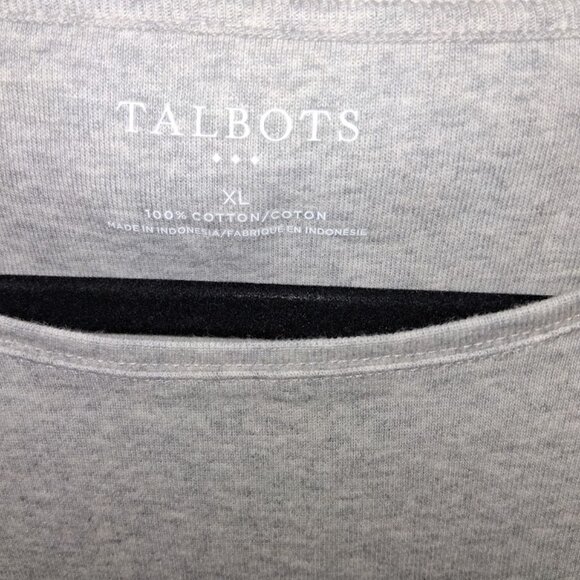 Talbots Cotton Round Neck Heather Gray Long Sleeve Tee NWT Sz XL - Picture 2 of 3